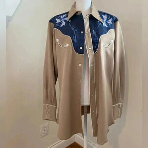 1970s H Bar C Western Gaberdine RanchWare Durango Vintage Shirt -Size 16 RARE!